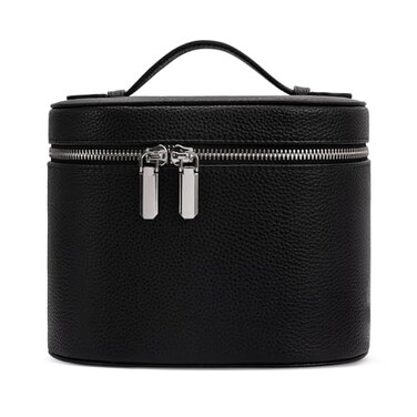 idoltimes Cosmetic Case Leather Makeup Bag Portable Handheld Makeup Case Detachable Compartments