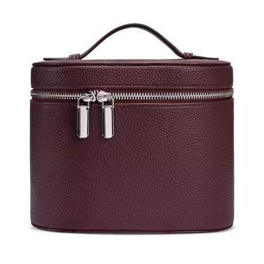 idoltimes Cosmetic Case Leather Makeup Bag Portable Handheld Makeup Case Detachable Compartments
