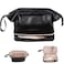Abiudeng Large Makeup Bag for WomenTravel Makeup Organizer with Brush Holder Dopp Kit EssentialsWaterproof PU Cosmetic Bag for TravelingMulti Compartment CuteSpacious CapacityBlack