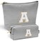 YOOLIFE Initial Makeup Bag Personalized Monogrammed Travel Toiletry Bag Perfect for Teens Weddings and Preppy Styles Black