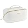 Telena Leather Make Up Bag Portable Travel Makeup Bag Waterproof Cosmetic Bags for Women Large Capacity With Handle and Divider Open Lay Flat