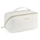 Telena Leather Make Up Bag Portable Travel Makeup Bag Waterproof Cosmetic Bags for Women Large Capacity With Handle and Divider Open Lay Flat