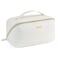 Telena Leather Make Up Bag Portable Travel Makeup Bag Waterproof Cosmetic Bags for Women Large Capacity With Handle and Divider Open Lay Flat