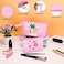Sinzip 10 Pieces Cotton Canvas Makeup Bag with Bottom and Strap MultiPurpose Cosmetic Bag with Zipper Travel Toiletry Pouch Blank DIY Craft Bag Pink S