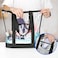 HAOGUAGUA Extra Large Clear Cosmetic Toiletry Makeup Travel Bag Waterproof Transparent Plastic PVC Tote Shoulder Bag with Handles BLACK