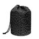 Poceacles Leopard Print Makeup Bag for Women Foldable Portable Drawstring Travel Cosmetic Case Toiletry Bucket Bags Organizer Storage Pocket Black