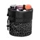Poceacles Leopard Print Makeup Bag for Women Foldable Portable Drawstring Travel Cosmetic Case Toiletry Bucket Bags Organizer Storage Pocket Black