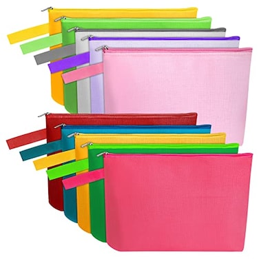 Sinzip 10 Pieces Cotton Canvas Makeup Bag with Bottom and Strap MultiPurpose Cosmetic Bag with Zipper Travel Toiletry MNWB07 Wb07