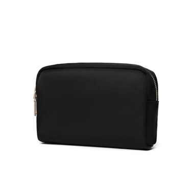 YONBEN Waterproof Makeup Bag Large Capacity Womens Classic Black Wash Bag Adjustable Partition Wash Bag Brush and Cosmetic Carrying Bag