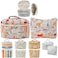 Fcteap Makeup Bag Travel Essentials Quilted Cosmetic Toiletry Pouch Organizer Insert for Women Dorm Room Essential Gift Large Capacity Opening Lightweight Cute Aesthetic Portable 2PCS Rabbit