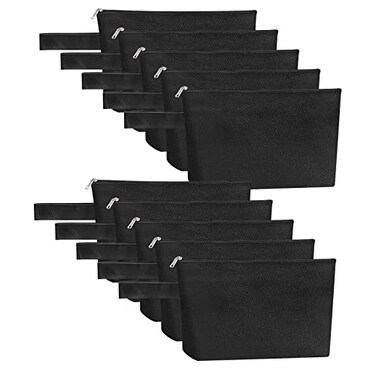Sinzip 10 Pieces Cotton Canvas Makeup Bag with Bottom and Strap MultiPurpose Cosmetic Bag with Zipper Travel Toiletry MNWB07 Wb07