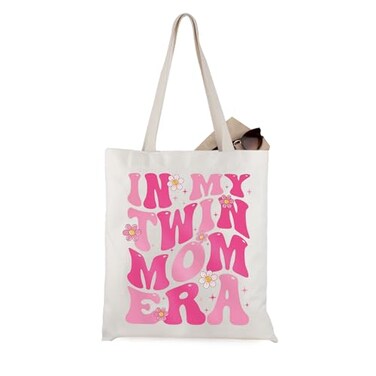 WCGXKO Twin Mama Gift Era Tote Bag for Mom of Twins