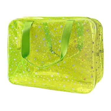 TotePrint Yellow Star Large Cosmetic Bag and Travel Pouch with HandleDurable MaterialZipper DesignIdeal for MakeupTravel Essentials