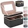 HXLGMD Large Makeup Bag with Mirror Double Layer Travel Make Up Organizer Case Large Capacity Coemetic Bag with Brush Slot Divider