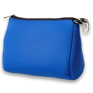 POPUPS Large Makeup Bag with Zipper Royal Blue Waterproof Neoprene Cosmetic Bag 77 x 1075 x 5 inches