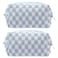 PAZIMIIK Checkered Makeup Bag for Purse Portable Zipper Make Up Pouch Small Cosmetic Case for Travel Accessories 2PCS Blue