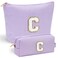 YOOLIFE Bridesmaid Gifts for Wedding Day Preppy Makeup Bag Organizer 30th Birthday Gift Purple