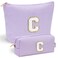 YOOLIFE Bridesmaid Gifts for Wedding Day Preppy Makeup Bag Organizer 30th Birthday Gift Purple