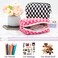 PAZIMIIK Checkered Makeup Bag for Purse Portable Zipper Make Up Pouch Small Cosmetic Case for Travel Accessories 6PCS Hotpink
