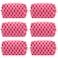 PAZIMIIK Checkered Makeup Bag for Purse Portable Zipper Make Up Pouch Small Cosmetic Case for Travel Accessories 6PCS Hotpink