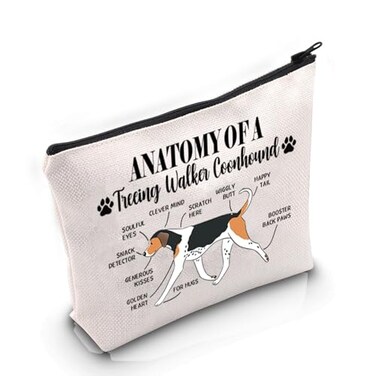 VAMSII Treeing Walker Coonhound Lover Gift Anatomy Of A Treeing Walker Coonhound Makeup Bag Treeing Walker Coonhound Mom Cosmetic Bag Treeing Walker Coonhound M