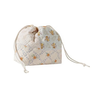 uekeboag Cotton Quilted Drawstring Makeup Bag with Canvas LiningCoquette Aesthetic Cute Travel Toiletry BagDrawstring Gift Bag for Women and Girls08Pink Flower