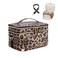 FITINI Double Layer Travel Leopard Makeup BagExtra Large Women Cosmetic Organizer CaseSkin Care Essentials Toiletries Bags with Shoulder Strap Waterproof Brush Storage with Removable Dividers