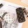 TORMEN Lipstick Case Mini Organizer with Keychain for Makeup Coins Small Essentials Brown White