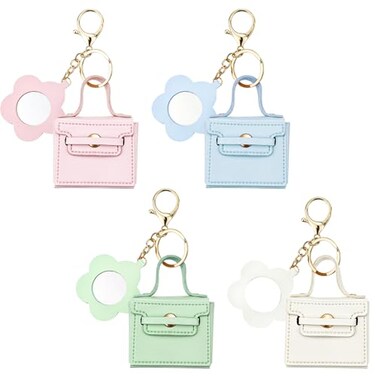 Arvintas 4PCS Super Smalls Makeup Bag with Mirror Mini Makeup Bag for Women Coin Wallet Bag Charms Y2k Accessories Cute Leather Keychain Style 3