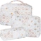 BuyCard Floral Quilted Makeup Bag Set 3Pcs Cosmetic Travel Organizer with Toiletry Pouch and Brush Holder Patchwork Flowers Pattern