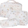 BuyCard Floral Quilted Makeup Bag Set 3Pcs Cosmetic Travel Organizer with Toiletry Pouch and Brush Holder Patchwork Flowers Pattern