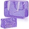 Aliceset 2 Pcs Large Clear Star Makeup Bag 12 x 5 x 8 Inch Cute Cosmetic Bag with Handle and Medium Makeup Pouch Waterproof PVC Travel Toiletry Storage Pouch Zipper Design for Storage TravelPurple