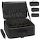 Relavel Large Makeup Bag with 3 Removable Pouches Travel Train Case Cosmetic Organizer Carrying Box for Makeup Artists Hairstylist with Adjustable Dividers Brush Holder and Shoulder Strap Black