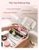 Wandering Nature Makeup Bag Travel Make Up Bag with Divider Makeup Case Organizer for Women in Fabric White