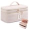 AMOIGEE Initial Makeup Bag OrganizerPersonalized Double Layer Train Case Travel Toiletry Bag for Makeup Brushes for Teens Girl Skincare Gift Set Initial Cute Cosmetic Make Up Bag for Women