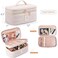 AMOIGEE Initial Makeup Bag OrganizerPersonalized Double Layer Train Case Travel Toiletry Bag for Makeup Brushes for Teens Girl Skincare Gift Set Initial Cute Cosmetic Make Up Bag for Women