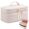 AMOIGEE Initial Makeup Bag OrganizerPersonalized Double Layer Train Case Travel Toiletry Bag for Makeup Brushes for Teens Girl Skincare Gift Set Initial Cute Cosmetic Make Up Bag for Women