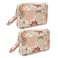 LONGING TO BUY Floral Embroidered Cosmetic Pouch Make Up Organizer Pouch for Women Zip Pouch Combo for Multiple Use Wristlet Design Cream