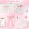 BlueRaying Coquette Pink Bow Stuff Gift Set with Bow Cup Preppy Makeup Bag Bow Notebook Keychain Accessories Bow Themed Presents for Girls Women