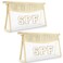 izuzta 2 Pcs Boho Straw Clear Makeup Letter Pouch Sunscreen Bags for Travel Beach Waterproof SPF Best Beach Accessories