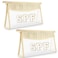izuzta 2 Pcs Boho Straw Clear Makeup Letter Pouch Sunscreen Bags for Travel Beach Waterproof SPF Best Beach Accessories