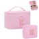 MONSTINA Personalized Initial Makeup Bag with Brush Holder for WomenMonogram Make Up Case for Girlfriend Bridesmaid WifeBirthday Gift for Her Cute Toiletry Bag2PCSPink E