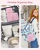 MONSTINA Personalized Initial Makeup Bag with Brush Holder for WomenMonogram Make Up Case for Girlfriend Bridesmaid WifeBirthday Gift for Her Cute Toiletry Bag2PCSPink E