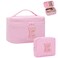 MONSTINA Personalized Initial Makeup Bag with Brush Holder for WomenMonogram Make Up Case for Girlfriend Bridesmaid WifeBirthday Gift for Her Cute Toiletry Bag2PCSPink E