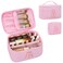 MONSTINA Initial Makeup BagMonogram Pouch Gifts for TeensPersonalized Cosmetic Bag for GirlsWomenCute Letter Make Up BagPink A