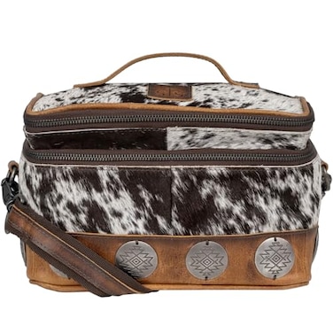 STS Ranchwear Vaquero Glamour STS34330 Zip Around Full Grain Leather Cosmetic Organizer with 2 Compartments Multi