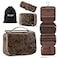 Elviros Hanging Toiletry Bag Removable Travel Bag PU leather Makeup Cosmetic Organizer Kit Coffee