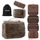 Elviros Hanging Toiletry Bag Removable Travel Bag PU leather Makeup Cosmetic Organizer Kit Coffee