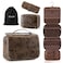 Elviros Hanging Toiletry Bag Removable Travel Bag PU leather Makeup Cosmetic Organizer Kit Coffee