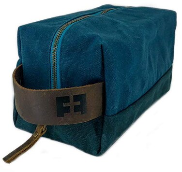 FAT FELT the DOPP KIT durable waxed cotton canvas toiletry bag with leather handle AlpineLake